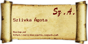 Szlivka Ágota névjegykártya